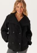 BUBBLEROOM High Neck Short Bouclé Coat Black L