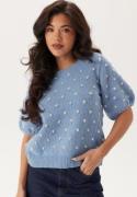 VILA Vidottie 2/4 SLEEVE KNIT TOP S Blissful Blue Detail:birch Dot S