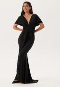 Goddiva Multi Tie Fishtail Maxi Dress Black L (UK14)