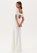 Bubbleroom Occasion Short Sleeve 3D Floral Wedding Gown White 40
