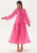 Bubbleroom Occasion Balloon Sleeve Midi Dress Pink M