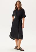 GANT Reg Linen Ss Shirt Dress Black 38