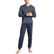 Calida Relax Streamline Pyjama With Cuff Blå bomull Medium Herre