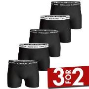 Björn Borg 5P Essential Shorts Solids Svart bomull Medium Herre