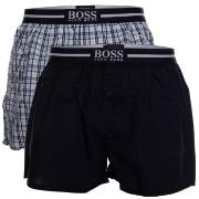 BOSS 2P Woven Boxer Shorts With Fly Mørkblå bomull Large Herre