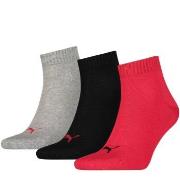 Puma Strømper 3P Quarter Socks Rød/Grå Str 43/46