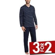 Schiesser Day and Night Long Stripe Pyjama 3XL-5XL Mørkblå bomull 5XL ...