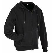 Stedman Active Hooded Sweatjacket For Men Svart Small Herre