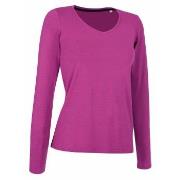 Stedman Claire V-neck Long Sleeve Rosa ringspunnet bomull Medium Dame