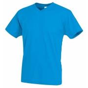 Stedman Classic V-Neck Men T-shirt Blå bomull Small Herre