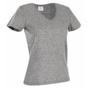 Stedman Classic V-Neck Women T-shirt Gråmelerad bomull Large Dame