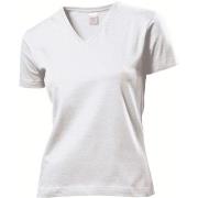 Stedman Classic V-Neck Women T-shirt Hvit bomull Small Dame