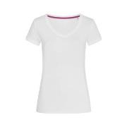Stedman Megan V-neck Hvit ringspunnet bomull Large Dame