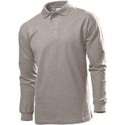 Stedman Polo Long Sleeve Men Grå bomull X-Large Herre