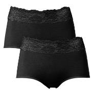 Trofe Lace Trimmed Maxi Briefs Truser 2P Svart bomull 3XL Dame