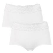 Trofe Lace Trimmed Maxi Briefs Truser 2P Hvit bomull Small Dame