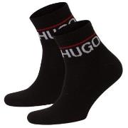 HUGO Strømper 2P Label Rib Short Socks Svart Str 43/46