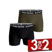 Björn Borg 2P Cotton Stretch Shorts 2112 Svart/Grønn bomull X-Large He...