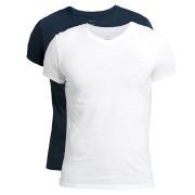 Gant 2P Basic V-Neck T-Shirt Hvit/Marine bomull Medium Herre