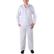 BOSS Cotton Stripe Long Pyjama Blå/Hvit bomull Large Herre