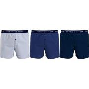 Tommy Hilfiger 3P Recycled Cotton Woven Boxer Shorts Blå/Grå bomull Me...