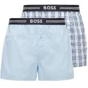 BOSS 2P EW Boxer Shorts Lysblå/Rutete polyester Small Herre