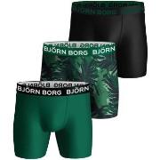 Björn Borg 3P Performance Boxer 1729 Svart/Grønn polyester Medium Herr...