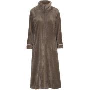 Damella Jacuard Fleece Zipper Robe Brun polyester Medium Dame