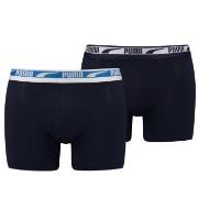 Puma 2P Men Multi Logo Boxer Svart/Blå bomull Medium Herre