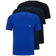 BOSS 3P Classic Cotton Solid T-Shirt Svart/Blå bomull Medium Herre