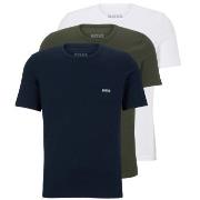 BOSS 3P Classic Cotton Solid T-Shirt Blå/Grønn bomull Small Herre