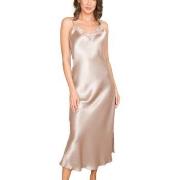 Lady Avenue Pure Silk Long Nightgown With Lace Perlhvit silke Large Da...