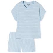 Schiesser Just Stripes Short Pyjamas Lysblå bomull 36 Dame