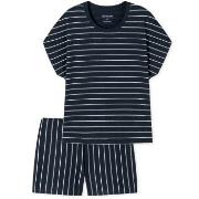 Schiesser Just Stripes Short Pyjamas Marine bomull 44 Dame