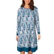 Lady Avenue Bamboo Longsleeve Nightdress Blå Mønster bomull Medium Dam...