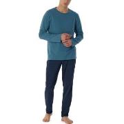 Schiesser Casual Essentials Pyjamas Marine/Blå bomull 50 Herre