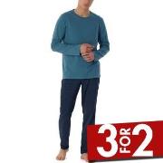 Schiesser Casual Essentials Pyjamas Marine/Blå bomull 56 Herre