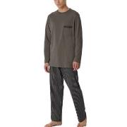 Schiesser Comfort Nightwear Long Pyjamas Brun Mønster bomull 50 Herre