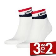 Levis Strømper 2P Mid Cut Stripe Socks Hvit Str 35/38