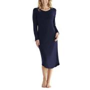 Damella Bamboo Plain Long Sleeve Nightdress Marine Bambus Large Dame