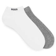 BOSS Strømper 2P Minipatetrn CC Ankle Socks Hvit/Grå Str 39/42 Herre