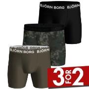 Björn Borg 3P Performance Boxer 1729 Grønn Mønster polyester Medium He...