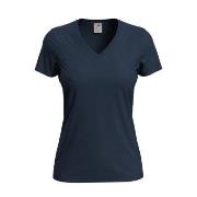 Stedman Classic V-Neck Women T-shirt Mørkblå bomull X-Large Dame