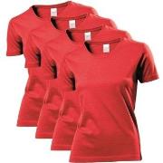Stedman 4P Classic Women T-shirt Rød bomull 3XL Dame