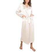 Lady Avenue Pure Silk Long Robe Benhvit silke Small Dame