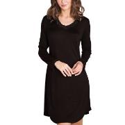 Lady Avenue Silk Jersey Nightgown With Long Sleeve Svart silke XX-Larg...