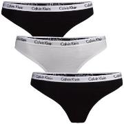 Calvin Klein Truser 6P Carousel Thongs Svart/Hvit bomull Medium Dame