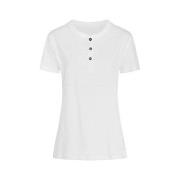 Stedman Sharon Henley T Shirt For Women Hvit ringspunnet bomull X-Larg...