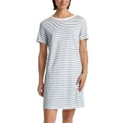 Calida Cotton Stripes Shortsleeve Nightdress Lysblå Stripet bomull Med...