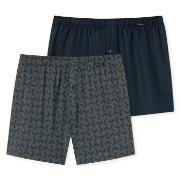 Schiesser 2P Boxershorts multipack Blå/Grå bomull 3XL Herre